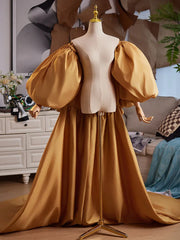 Hnewly  Yellow Satin Large Tail High-end Accessories Annual Meeting Host Dress Accessories Fashion Show Photography Shawl Women
