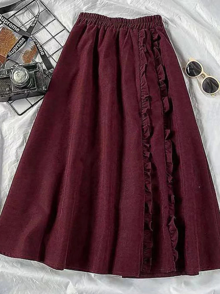 Hnewly spring birthday outfit Korean Girl Kawaii Suits Peter Pan Collar Tie Fashion Shirt High Waist + Slim Double Fungus Edge Retro Skirt Elegant Set