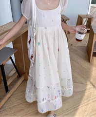 Hnewly  Women Dresses Elegant Square Collar Short Sleeve Summer Fashion Holiday Sweet Casual Female Dress French Style Chic
