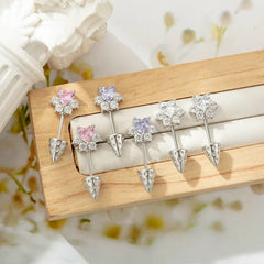 Hnewly  1Pc New Trendy Dopamine Color Sweet Cat Claw Spike Zircon Inlaid Cartilage Studs Unique Piercing Jewelry Gift