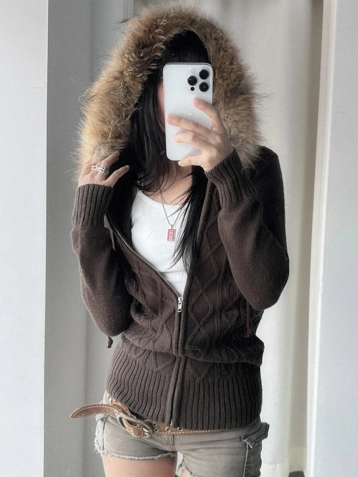 Hnewly Solid Hooded Knitted Autumn Winter New Sweater Cardigan Women Long Sleeve Retro Causal Style Korean Sweater Coat
