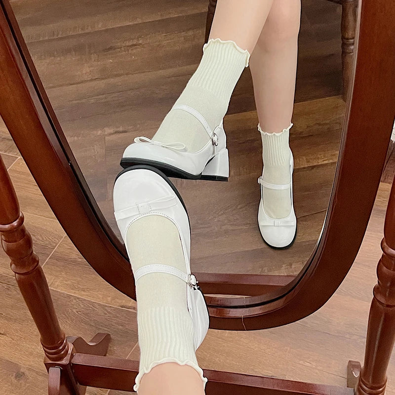 Hnewly Mary Jane Shoes Women's Elegant Low Heel Shoes Fashion Casual Buckle Single Shoes Ladies College Style Footwear Single Pumps