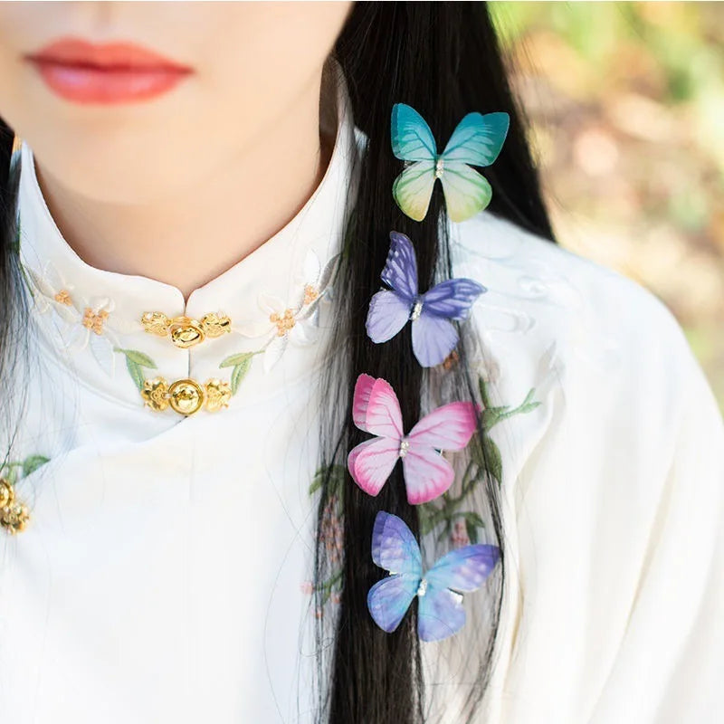 Hnewly 5PCS New Cute Princess Mesh Double-layer Butterfly Lovely Girls Hairpins Children Headwear Hairgrip Hair Clips Hair Accessories