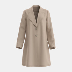 Hnewly Women's Coats Autumn Winter French Apricot Plain Single Breasted Long Sleeve Lapel Loose Maxi Casual Coats