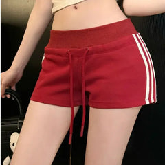 Hnewly  High Waist Drawstring Casual Shorts Side White Stripe Summer Hot Pants Women's Loose Fit Low Waist Shorts from Mainland China