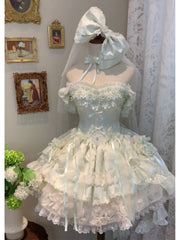 Hnewly  Princess's Sweet Exquisite Ball Gown with Train Women's Slimming Elegant Tube Top Evening Dress Lolita Birthday Party Dresses