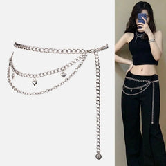 Hnewly  1pc New Multi-Layer Love Heart Waist Chain, Metal Chain Vintage Y2K Waist Accessory for Women