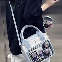 Hnewly  Sweet Cute Shoulder Bag Women Kawaii Japanese Clear Anime Ita Bag Ladies Leather  Leather Square Large Capacity Crossbody Bag