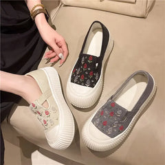 Hnewly  Comfortable and Elegant Canvas Shoes for Women Spring Autumn Designer Luxury Offer Walking Daily Routine Woman Footwear On Sale