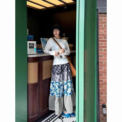 Hnewly  Japanese Style Plaid Skirt Women Vintage Harajuku Y2k Patchwork Long Skirts Autumn Winter Streetwear Retro Ruffle Skirt