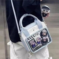 Hnewly  Sweet Cute Shoulder Bag Women Kawaii Japanese Clear Anime Ita Bag Ladies Leather  Leather Square Large Capacity Crossbody Bag