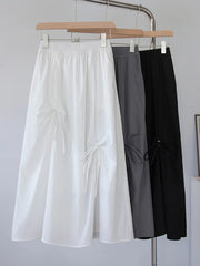 Hnewly  Women's Summer High Waisted Bow Cargo Skirt - Korean Effortless Chic Flowy Big Hem Umbrella Skirt Midi Casual Skirt