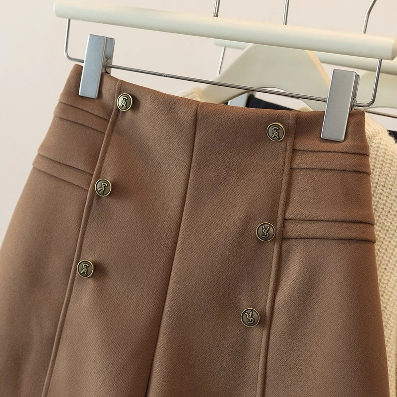 Hnewly  Temperament High Waist Shorts Women New Spring Autumn Double Breasted A-line Wide Leg Pants Large Size Black Versatile Shorts