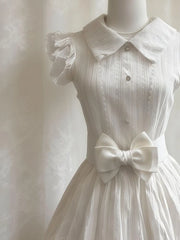 Lunivop  Summer Korean Sweet Preppy Dress Women Slim Lace Bow Lapel Mini Dress Harajuku Fresh Gentle Fashion Vintage Elegant Outfit
