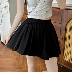 Hnewly  Korean Fashion Flower Bud Skirt Women Summer High Waist Pleated Mini Skirts Woman Solid Color Chic Shorts Skirt Female