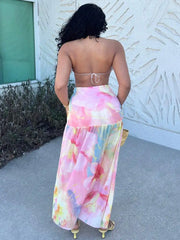 Hnewly  Romantic Floral Print Backless Maxi Dress For Women Spring Summer Party