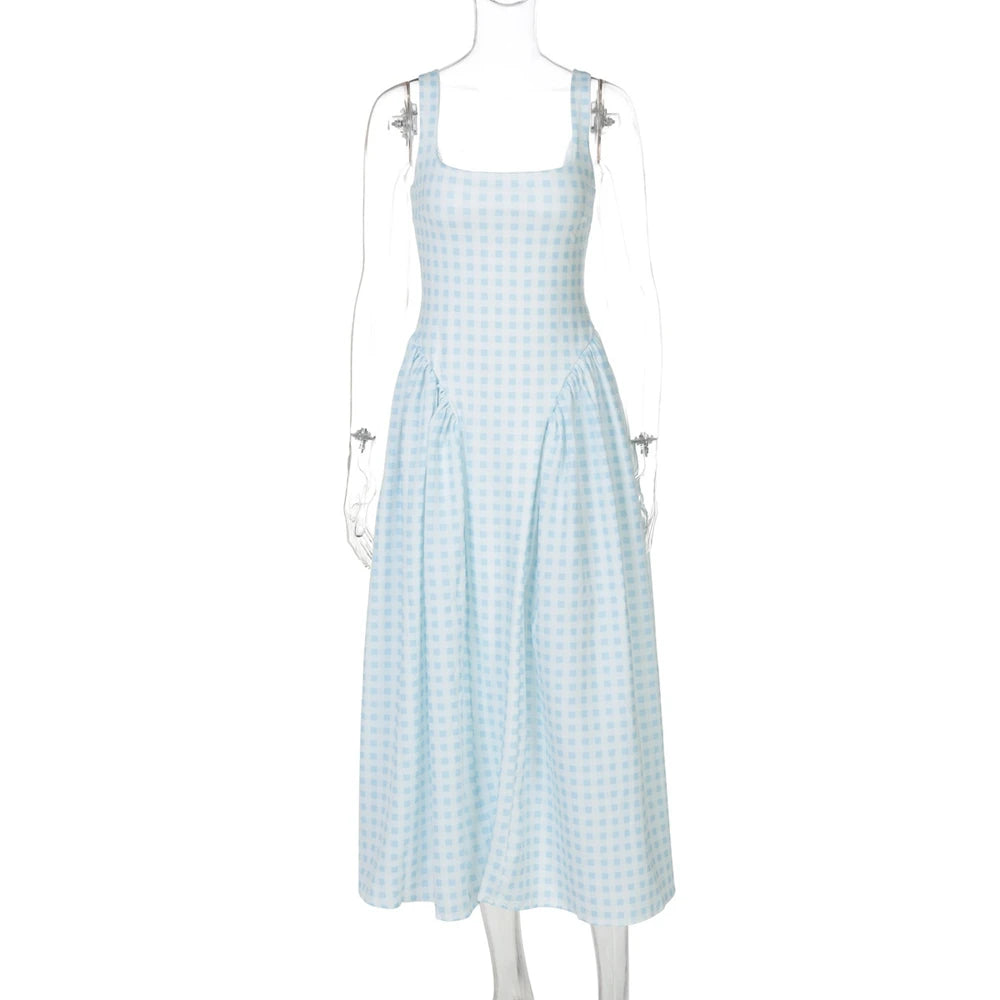 Hnewly  Maternity Photography Gingham Dresses Sleeveless Strap Pregnancy Photoshoot Outfit Gender Reveal Dress Elegant Maternity Gown