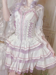 Hnewly  Original Lolita Dress Set Women's Slim Elegant Gothic Punk Zip V-Neck Vintage Suspender Dress + Shirt Set Summer Two-piece Set