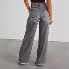 Hnewly  High-waisted Straight-leg Furred Jeans, Women's New Fashion High-waisted Wide-leg Pants Jeans,spring and Autumn for Women Y2k