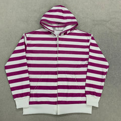 Hnewly  2000s Punk Hip Hop Rock High Street Men Hooded Stripes Pattern Print Fashion Versatile Casual Autumn Winter Coat emo Sweatshirts