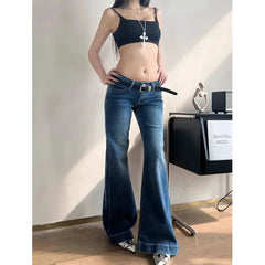 Hnewly  American Streetwear Low Waist Jeans Women Sexy Slimming Y2K Flares Denim Pants Woman Fashion Chic Straight Jean Trousers Female