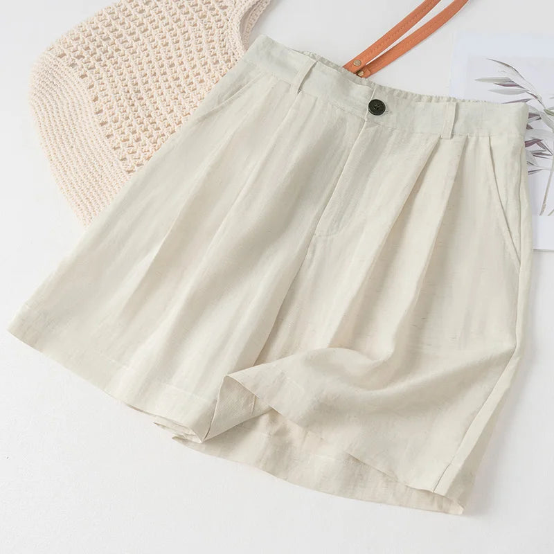 Hnewly  Women's Linen Shorts Y2K, Single Button Zipper Fly Multi Pocket Mini Shorts, Home Leisure Commute Daily Summer Shorts