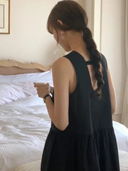 Lunivop  Korean Chic V-Neck Backless Sleeveless Dress Women's Slimming Wrap Waist Dress Spring Summer Autumn Casual Street Style