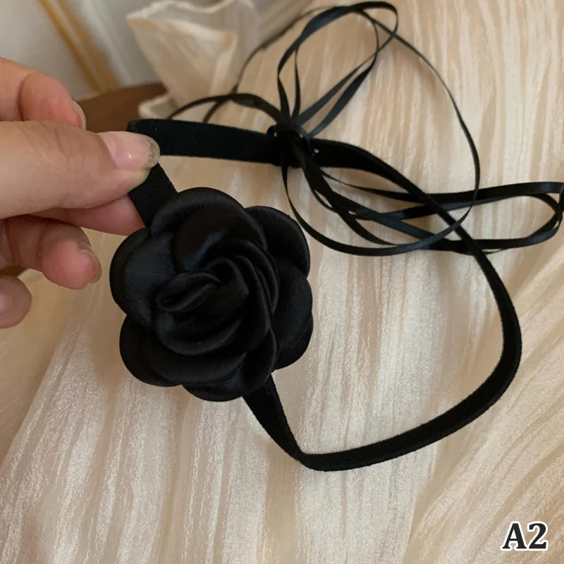 Hnewly Women's Cute Collar Lolitas Handmade Vintage Lace Heart Choker For Women Gothic Bow Knot Necklace Girls Uniform Accessories