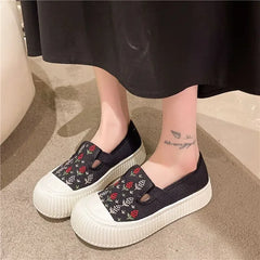 Hnewly  Comfortable and Elegant Canvas Shoes for Women Spring Autumn Designer Luxury Offer Walking Daily Routine Woman Footwear On Sale