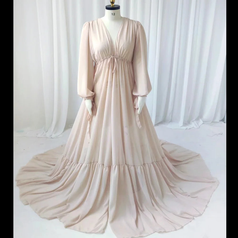 Hnewly  Maternity Gown For Photo Shoot Sexy Transparent Chiffon Beach Robe For Photo Shoot PropsPhotography Dress For Women