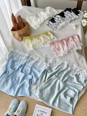 Hnewly  Elegant Satin Skirt Women French Style Lace Patchwork Long Skirts Fairycore Fashion Slim Up A-line Skirts Aesthetics