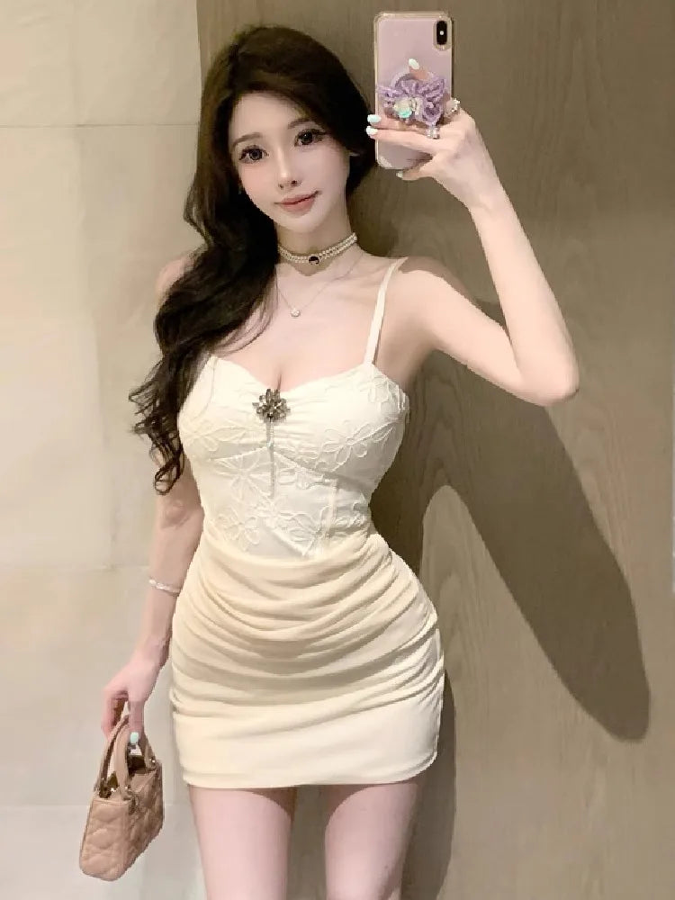 Hnewly  Woman Dress Sweet Sexy Sleeveless Lace Patchwork Slim Backless Patchwork Party Mini Dresses Female Fashion Elegant