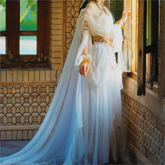 Hnewly  Exotic Western Dancer White Elven Saint Girl travel shoot set