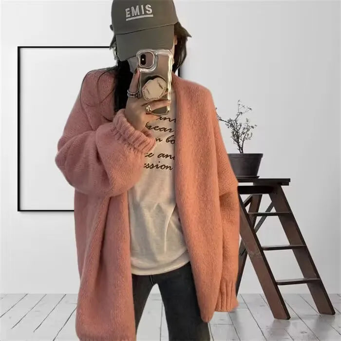 Hnewly  Oversized Open Front Knit Cardigan for Women Comfy Sweater Coat Female Open-front Duster Cardi Casual Chic Autumn Winter Outfit