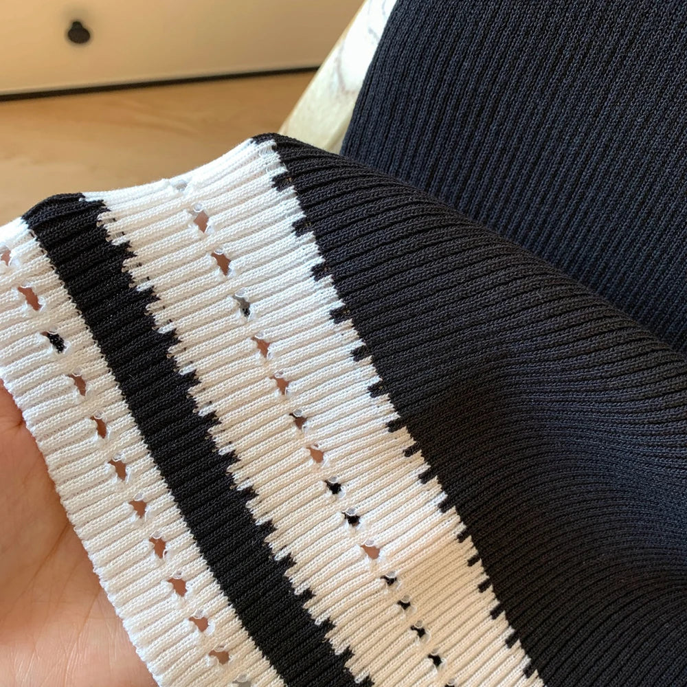 Hnewly  Half Zipper Stripe Pullover Sweater  Women Loose Knitted Base Shirt  2025 Spring /Autumn Japanese Style Long Sleeve Pullover Top