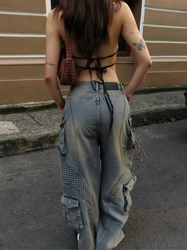 Hnewly  Leopard Sequins Women Vest Y2K Backless Halter V-Neck Lace-Up Sleeveless Street Skinny Wild Summer Trend Tank Tops