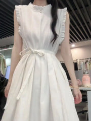 Hnewly  Summer Simple Commuting White Temperament New Style Waist Vest Long Skirt