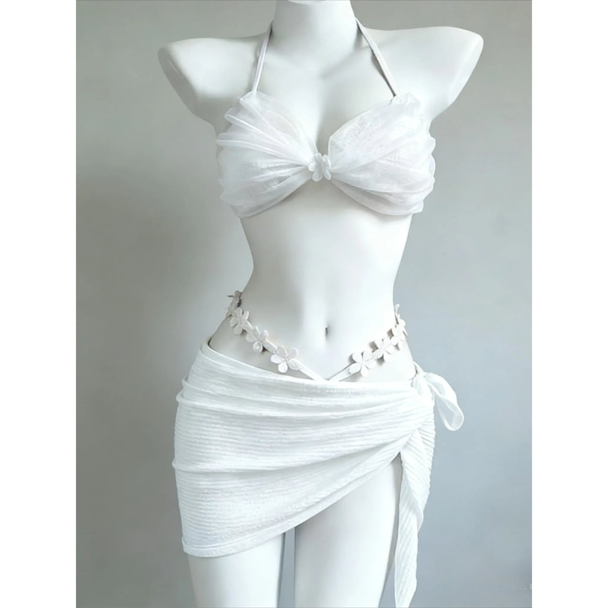Hnewly  New High Waist Fairy Sweet 4-Piece Women's Split Bikini Set - Print Trendy Swimwear Beach Vacation Summer Party Fashion