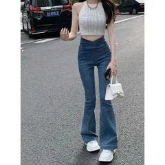 Hnewly  Jeans Bell Bottom Pants Woman Denim Jeans Pants For Women High Waisted Flare Leggings Skinny Vintage Hot Korean