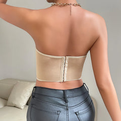 Hnewly Y2K Retro Sleeveless Embroidery Floral Crop Top, Bare Shoulder Camisole Vest,Sexy Strapless Lace fishbone Corset Tube Top
