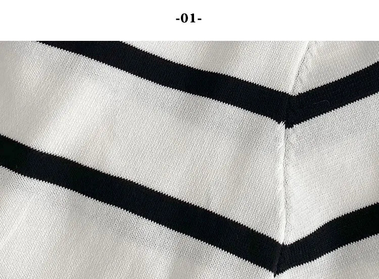 Hnewly  Vintage Stripe Knitted T-Shirt Women's Spring Summer New Fashion All-matched O- Neck Short Sleeve Slim Short Shirt Tops