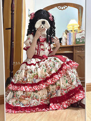 Hnewly  Graceful Lady Cute Sweet Girl Japanese Original Lolita Dress Pastoral Style OP Princess Dress Doll Collar Princess Dresses