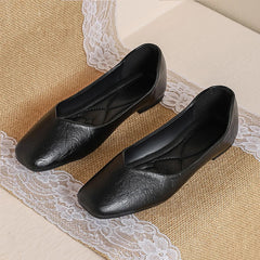 Lunivop  Summer Soft Leather Slip-Resistant Work Shoes for Women Black Flat Professional Square Toe Office Mary Jane Shoes Loafers