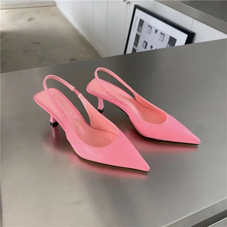 Hnewly Design Pointed Toe Women Sandals New Arrivals Black White Summer Dress Shoes Thin High Heels Elastic Band Ladies Party Mule