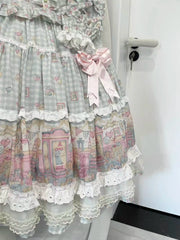 Hnewly  Original Sweet Printed Long-sleeve Top and Skirt 2-piece Set New Spring and Autumn Women's Clothing Lolita Dresses Set
