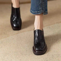 Hnewly New Women's Pumps Chunky Heels Shoes Ladies' Thick Bottom Shoes Luxury Loafers Platform Shoes Square Head High Heels