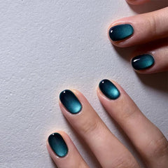 Lunivop  24pcs Short Aurora Blue Short Squared Oval False Nails for Girls Press on Nail To Stick on Cheap Wear Nail Art with Glue Cheap