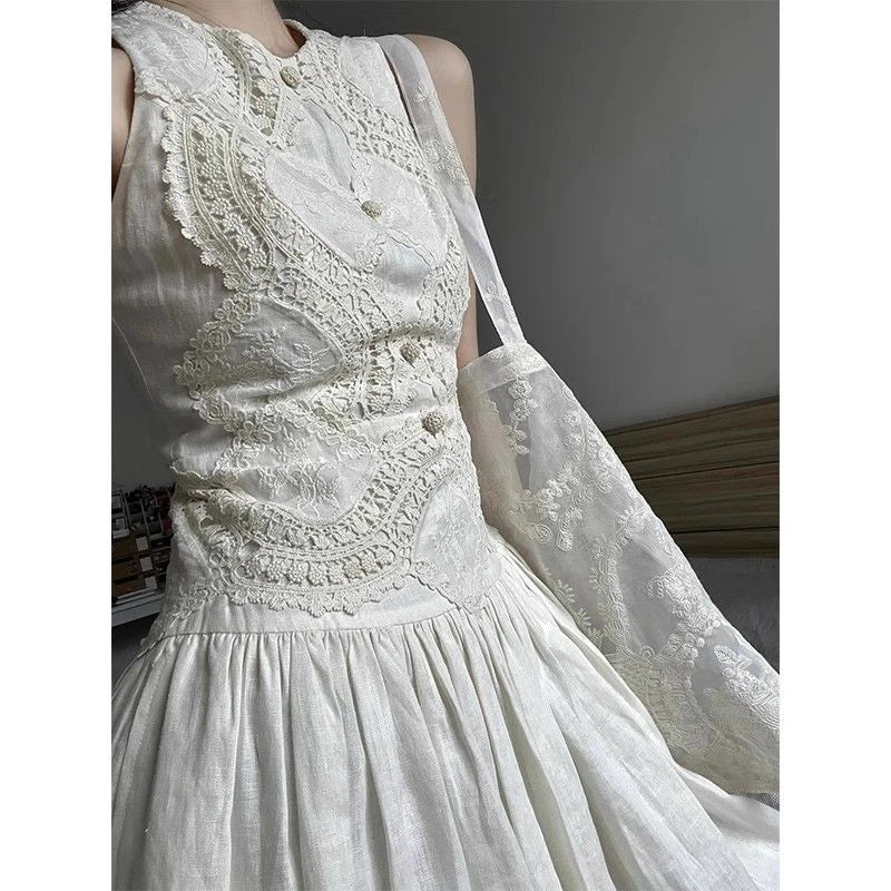 Hnewly Sleeveless 2000s Vintage Y2k Midi Dress Women Casual Elegant One Piece Dress Korean Fashion Outfits Even Party Beach Style