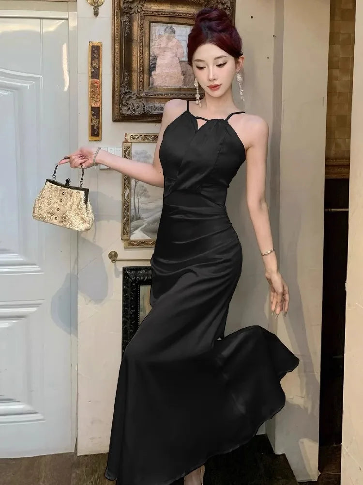 Hnewly  Dresses Women Sleeveless Sexy Elegant Off Shoulder Slim Backless Temperament Mermaid Dress Party Female Fashion Summer