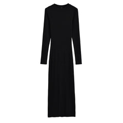 Hnewly  Midi dresses for women Winter dress sexy knitted dresses elegant bodycon dress knit vintage clothes long sleeve dress black